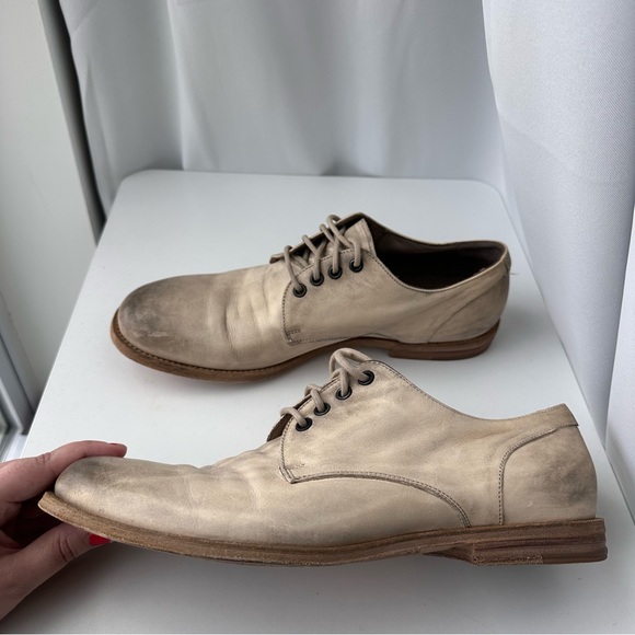 RARE! Alexander McQueen (42) Patinated Cream Leather Derby Lace Up Loafers main image 8